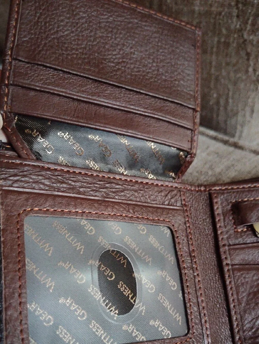Witness Gear Brown Leather Bifold Card & Key Holder Wallet With Golden Message